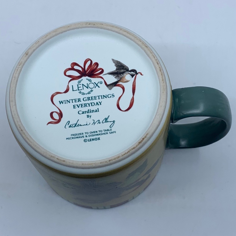 Lenox Winter Greetings Everyday Cardinal Set of 2 Coffee Mugs Catherine McClung - Picture 6 of 6